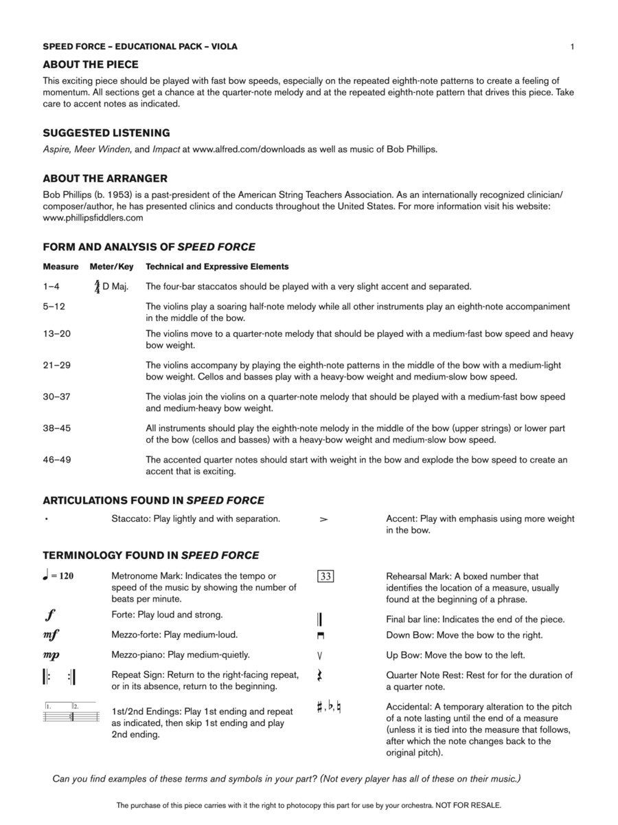 Speed Force: Viola Educational Pack String Orchestra scores gallery preview page 1