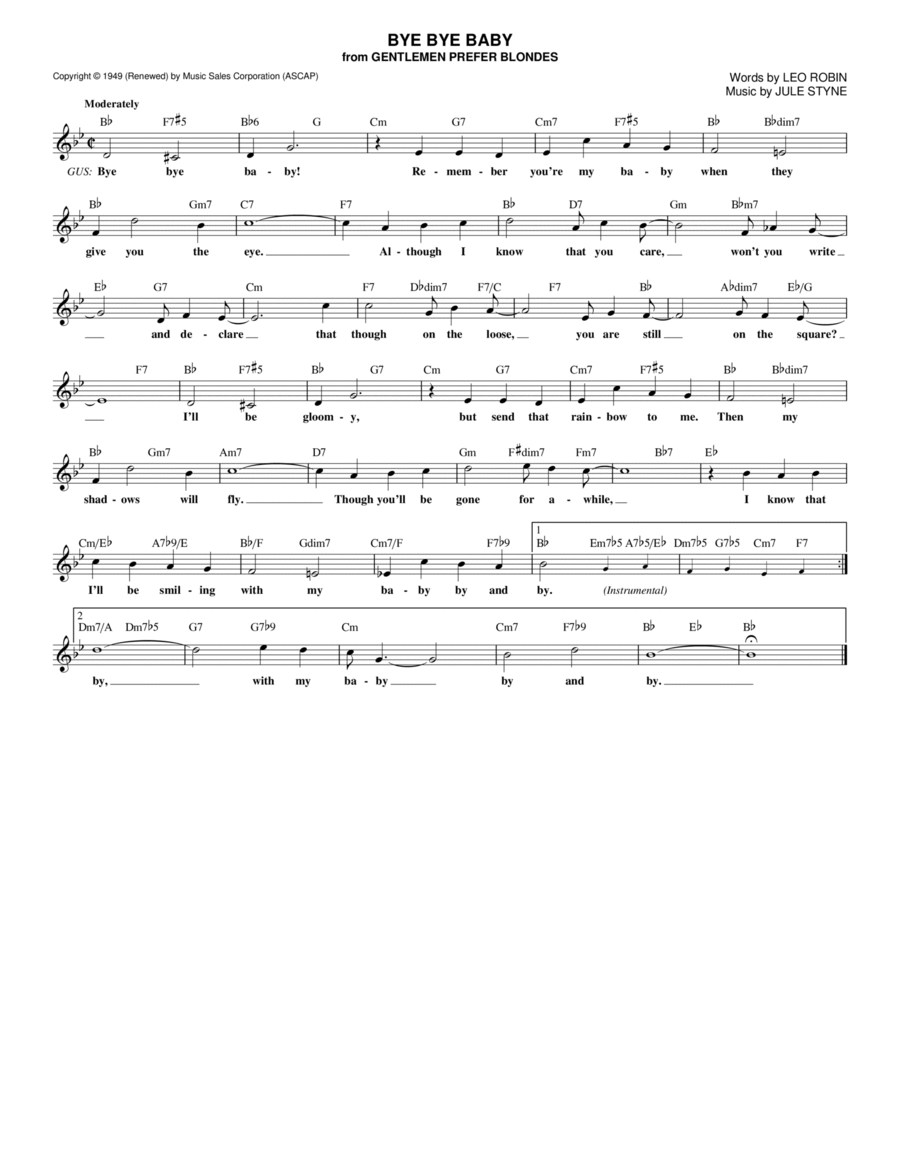 Bye Bye Baby Piano scores gallery preview page 1