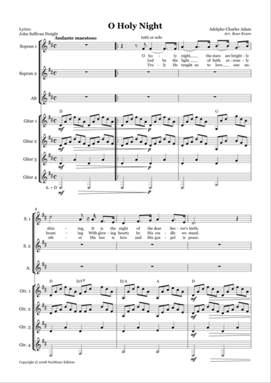 O, Holy Night. SSA scores gallery preview page 1