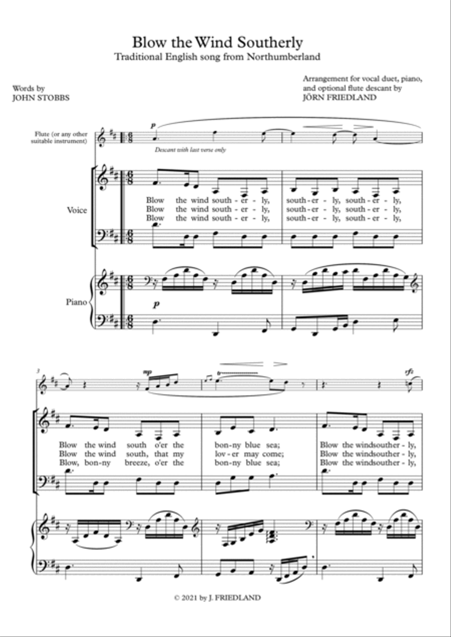 Blow the Wind Southerly Blow the Wind Southerly Piano scores gallery preview page 2