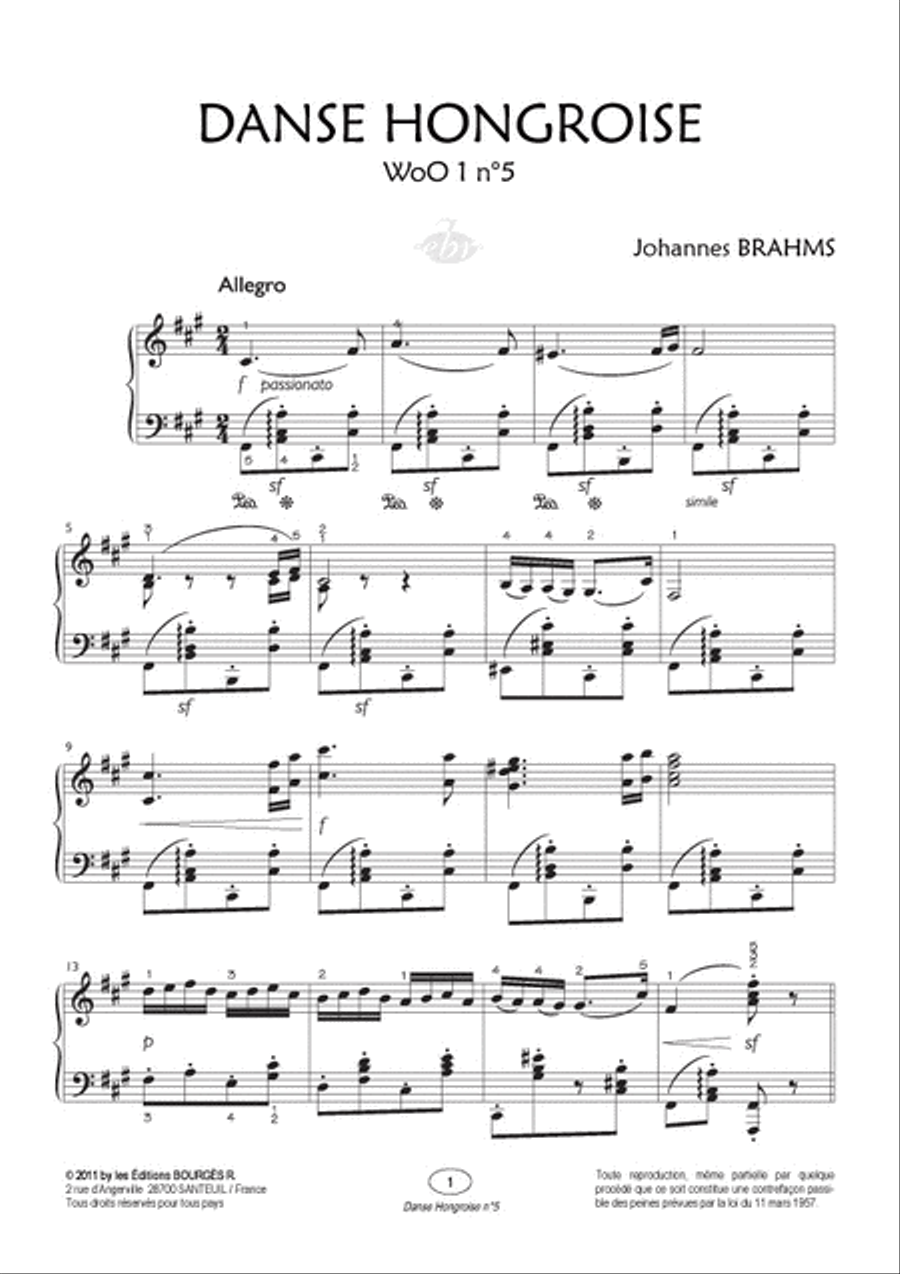 Danse Hongroise WoO 1 n°5 (Collection Anacrouse) Piano Solo scores gallery preview page 2