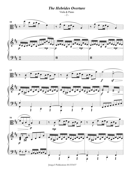 Mendelssohn: the Hebrides Overture for Viola & Piano image number null