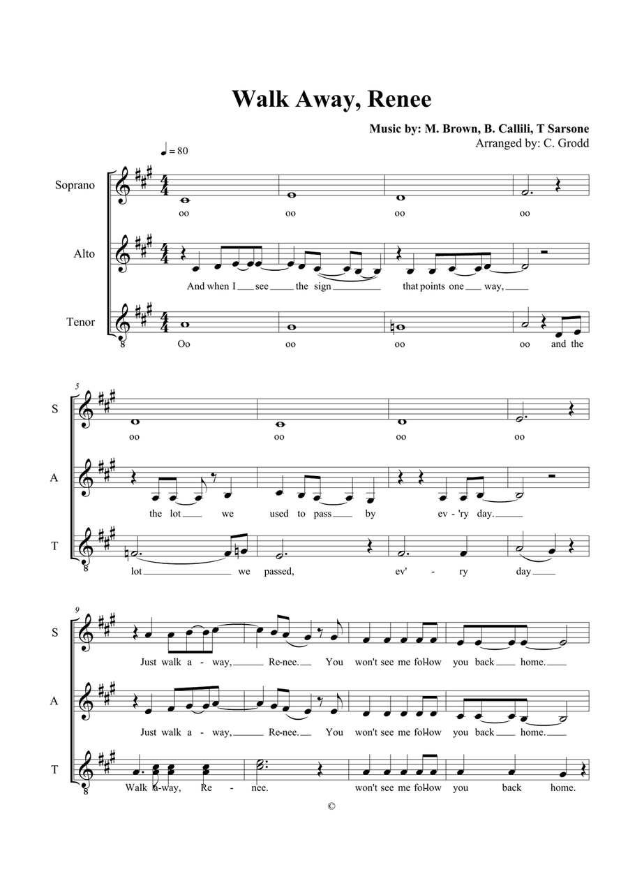 Walk Away Renee SSA scores gallery preview page 1