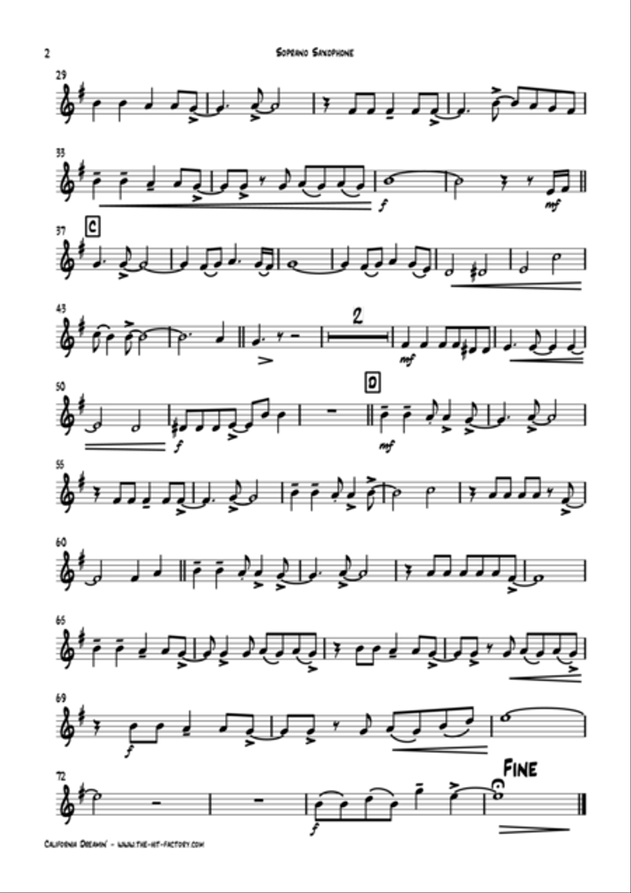 California Dreamin' Woodwind Quartet scores gallery preview page 6