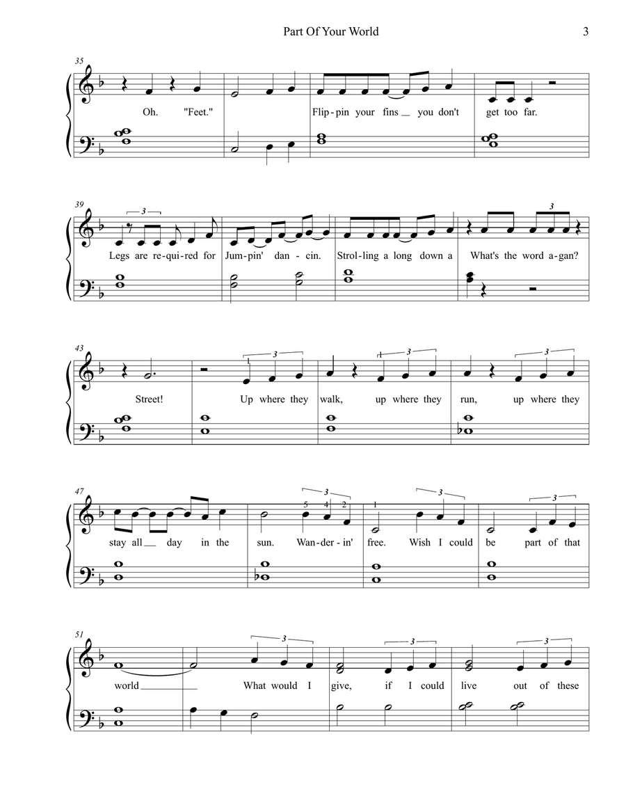 Part Of Your World Part Of Your World Easy Piano scores gallery preview page 3