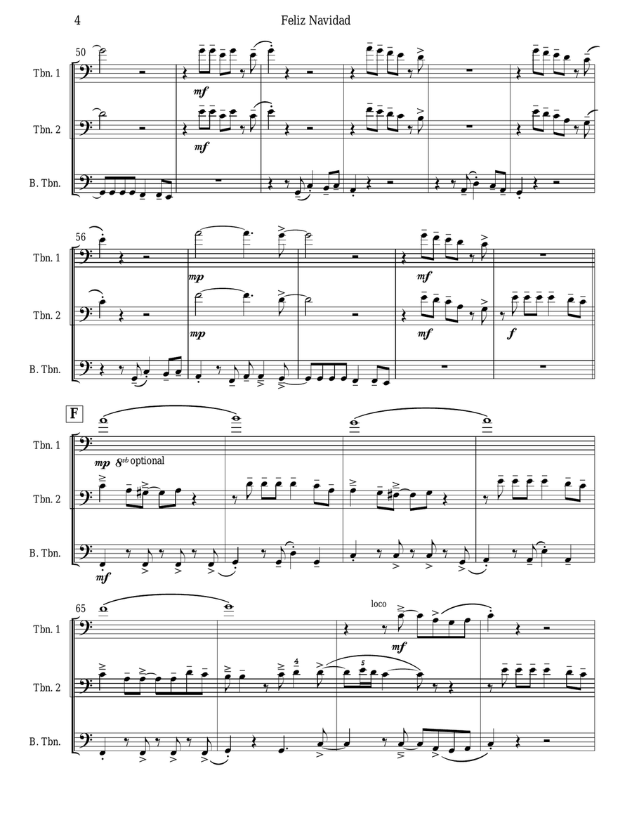 Feliz Navidad Trombone Trio scores gallery preview page 4