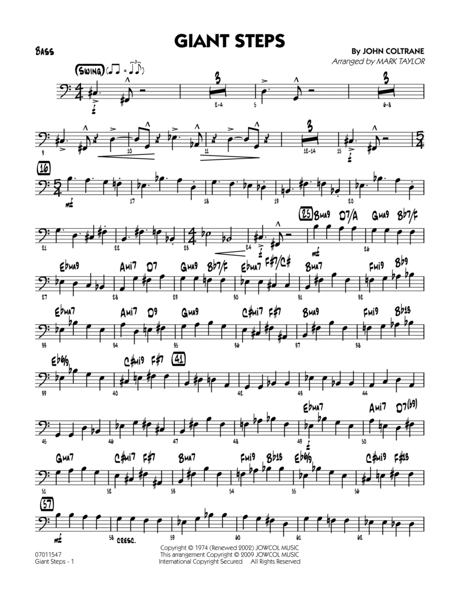 Giant Steps (arr. Mark Taylor) - Bass Jazz Ensemble scores gallery preview page 1
