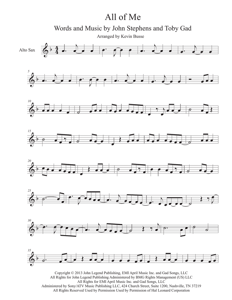 All Of Me Alto Saxophone scores gallery preview page 1
