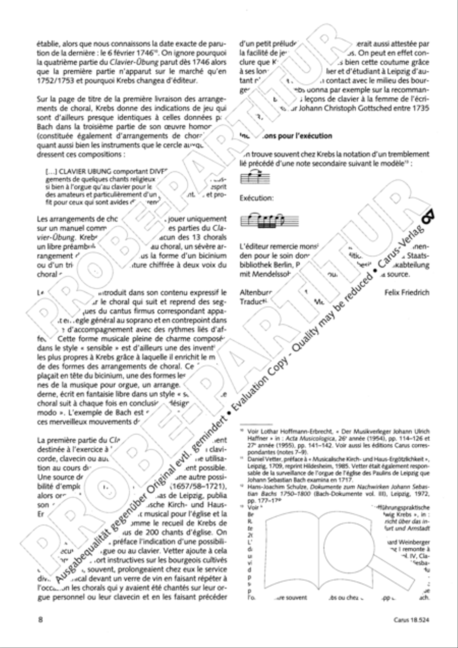 Chorale arrangements. First part of the Clavier-Ubung Collection / Songbook scores gallery preview page 9