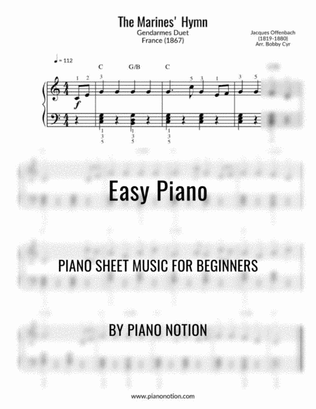 The Marines' Hymn (Easy Piano Solo) Gendarmes Duet