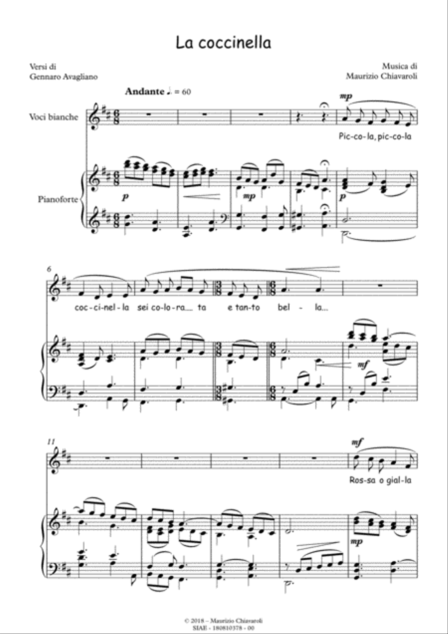La coccinella La coccinella Unison Choir scores gallery preview page 1