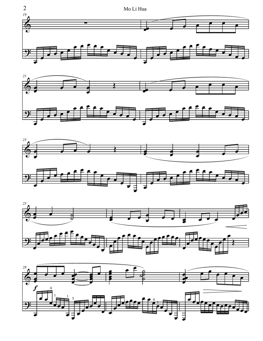 Mo Li Hua(Jasmine Flower) Piano Solo Piano Solo scores gallery preview page 2