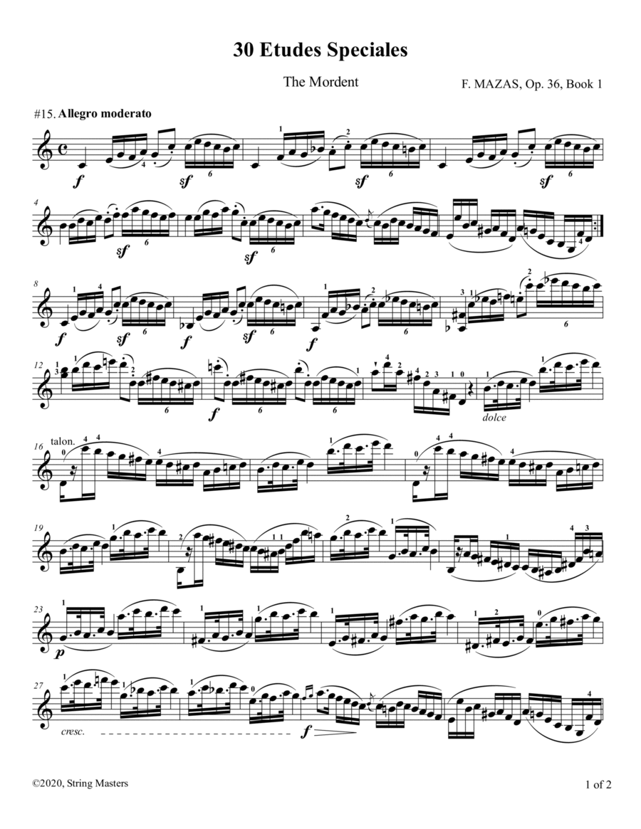 Mazas 75 Melodious & Progressive Studies Op 36, Book 1, No.15 Violin Solo scores gallery preview page 1