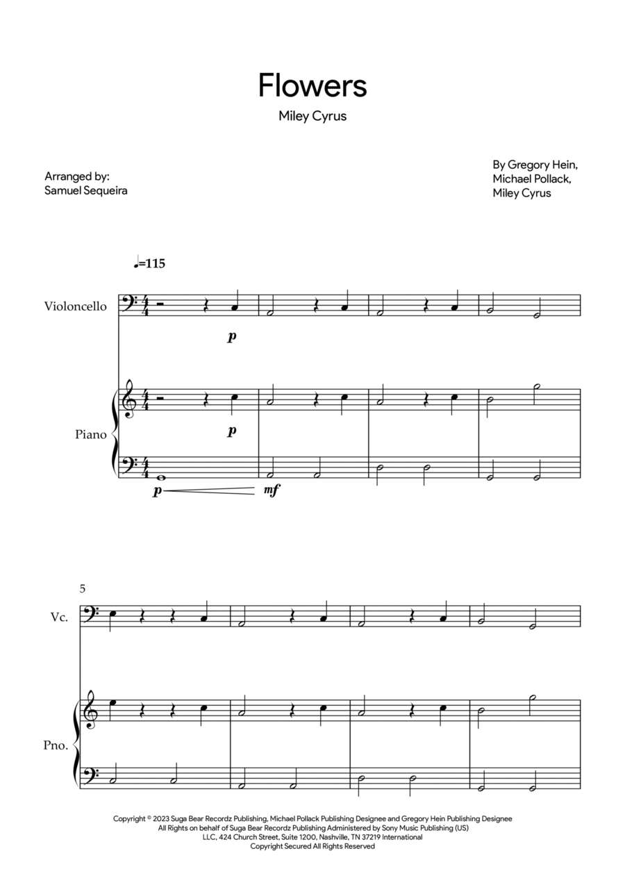 Flowers Piano scores gallery preview page 1