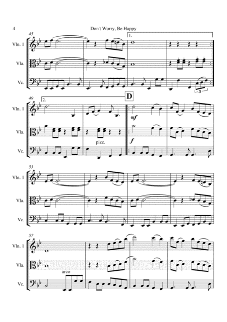 Don't Worry, Be Happy String Trio scores gallery preview page 5