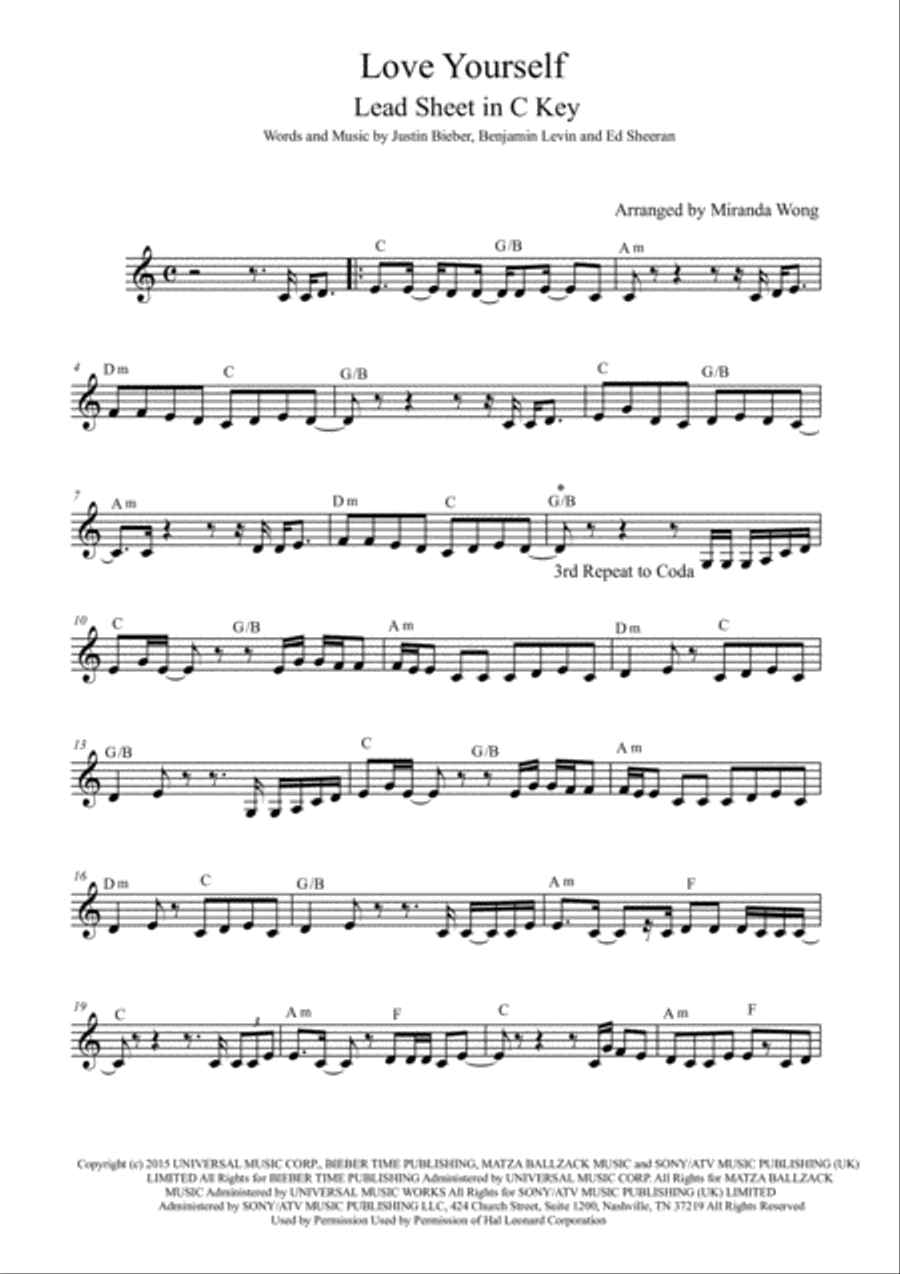 Love Yourself Voice scores gallery preview page 1