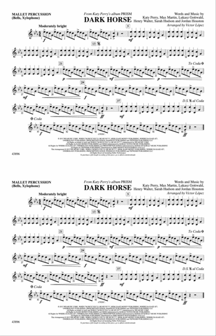 Dark Horse: Mallets Marching Band scores gallery preview page 1