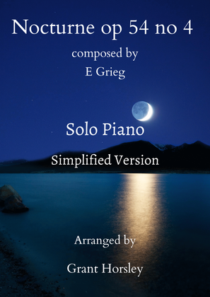 Book cover for Nocturne op 54 no 4 by Grieg-Piano solo- Simplified Version