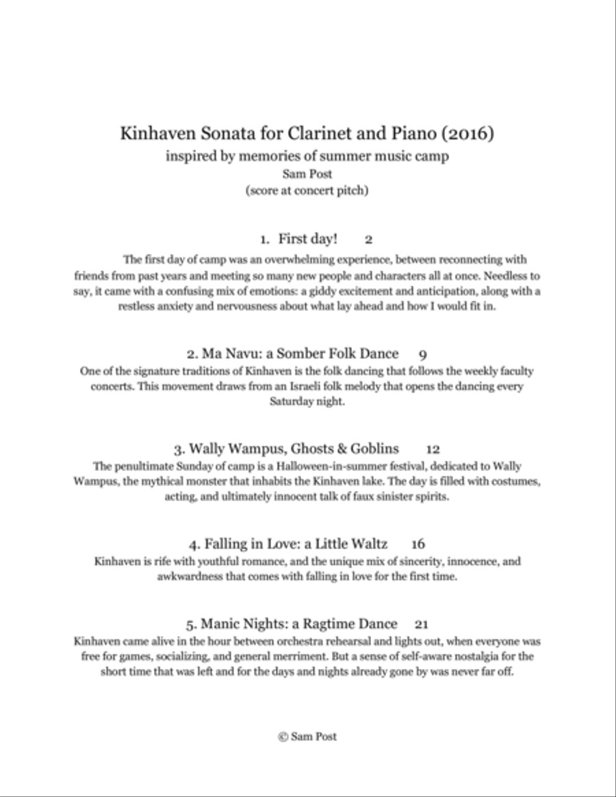 Kinhaven Sonata for clarinet and piano, op. 16 Woodwind Duet scores gallery preview page 1