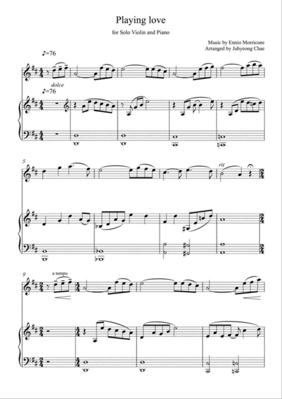 Playing Love Violin Solo scores gallery preview page 1