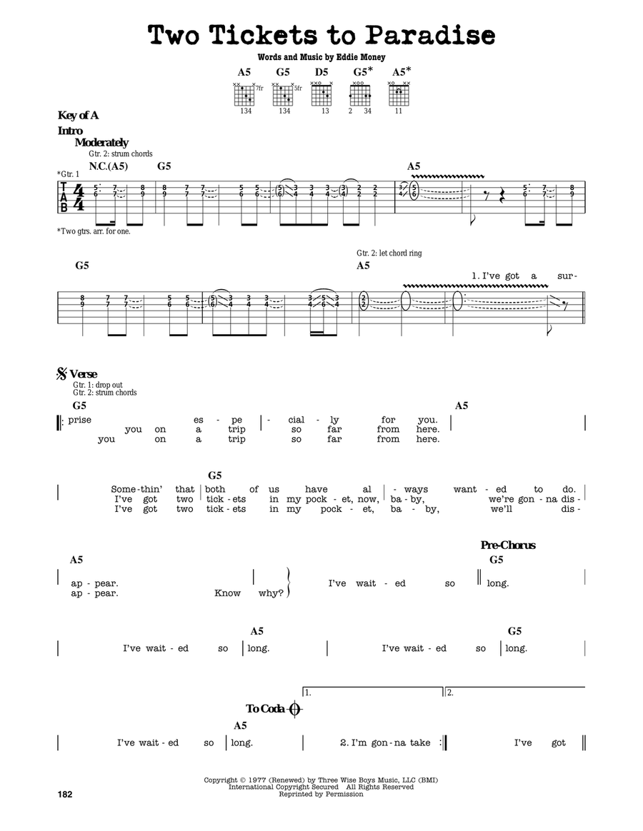 Two Tickets To Paradise Electric Guitar scores gallery preview page 1