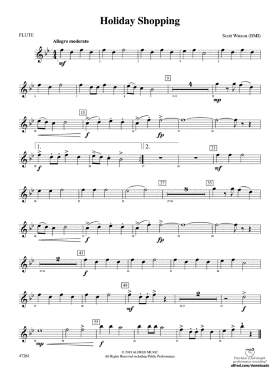 Holiday Shopping: Flute Holiday Shopping: Flute Concert Band scores gallery preview page 1