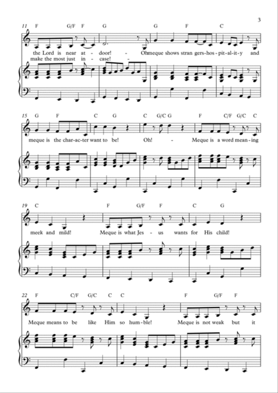Meque (Meg) Piano, Vocal, Guitar scores gallery preview page 3