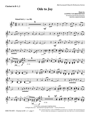 Ode To Joy (Does Not Match SATB 08752035) - Bb Clarinet 1 & 2