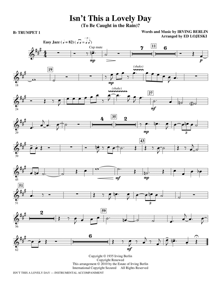 Isn't This A Lovely Day (To Be Caught In The Rain)? - Bb Trumpet 1 Choir scores gallery preview page 1