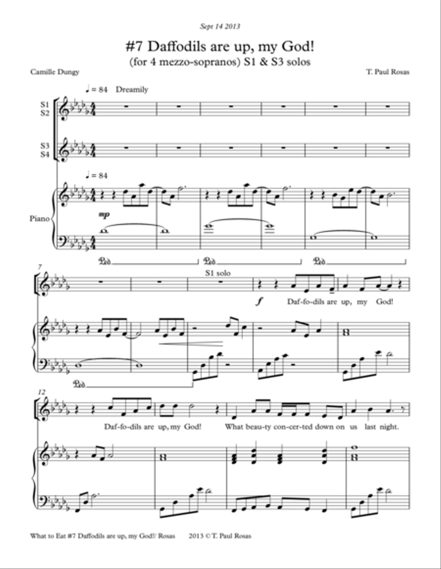 What to Eat, What to Drink #7 Daffodils are up, my God! Choir scores gallery preview page 1