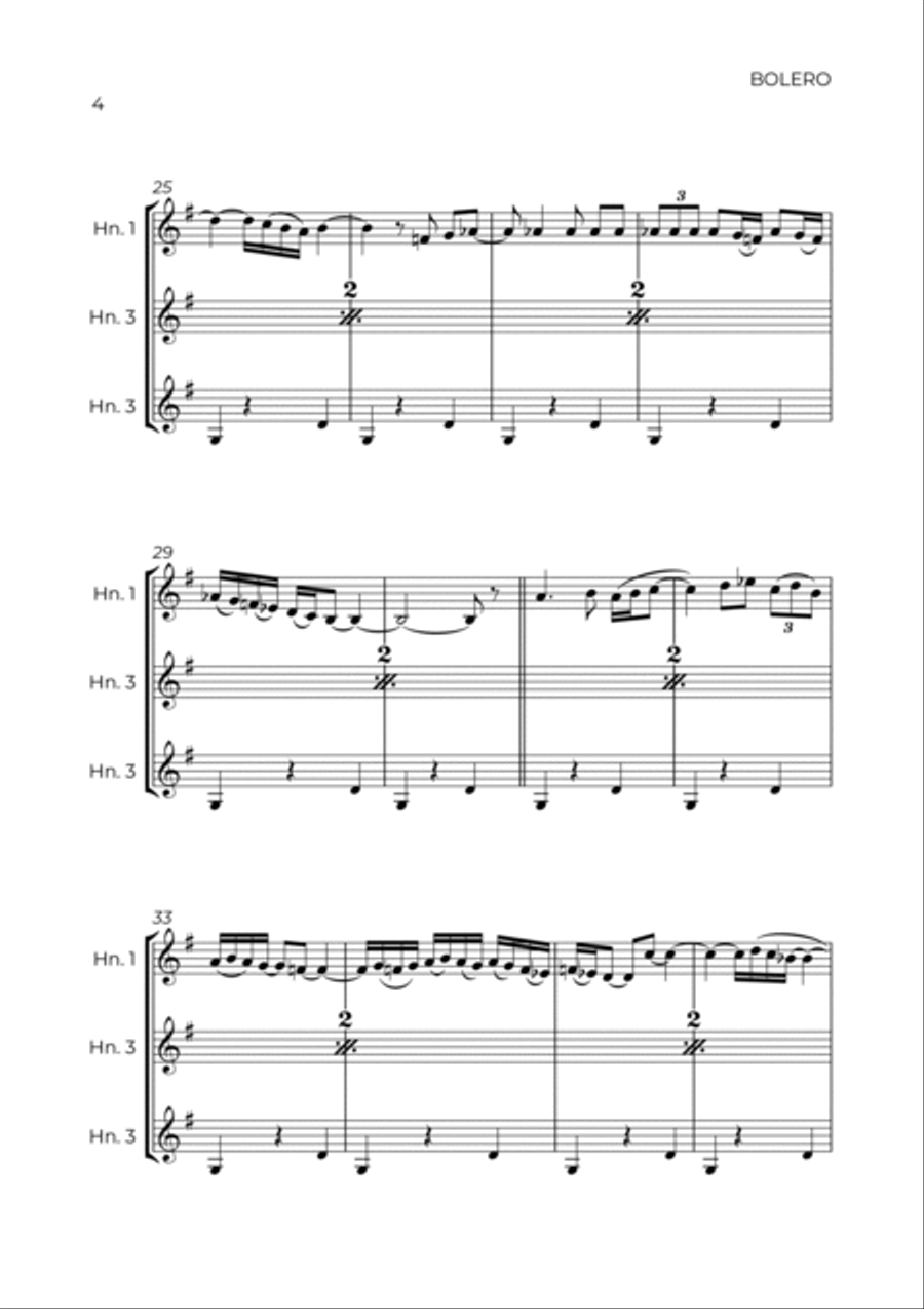 BOLERO - RAVEL - HORN TRIO Woodwind Trio scores gallery preview page 4