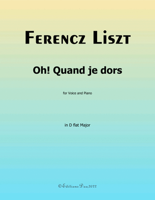 Book cover for Oh! Quand je dors, by Liszt, in D flat Major