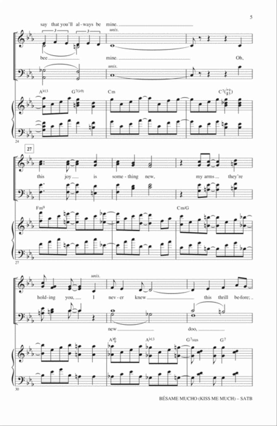 Besame Mucho (Kiss Me Much) 4-Part scores gallery preview page 3