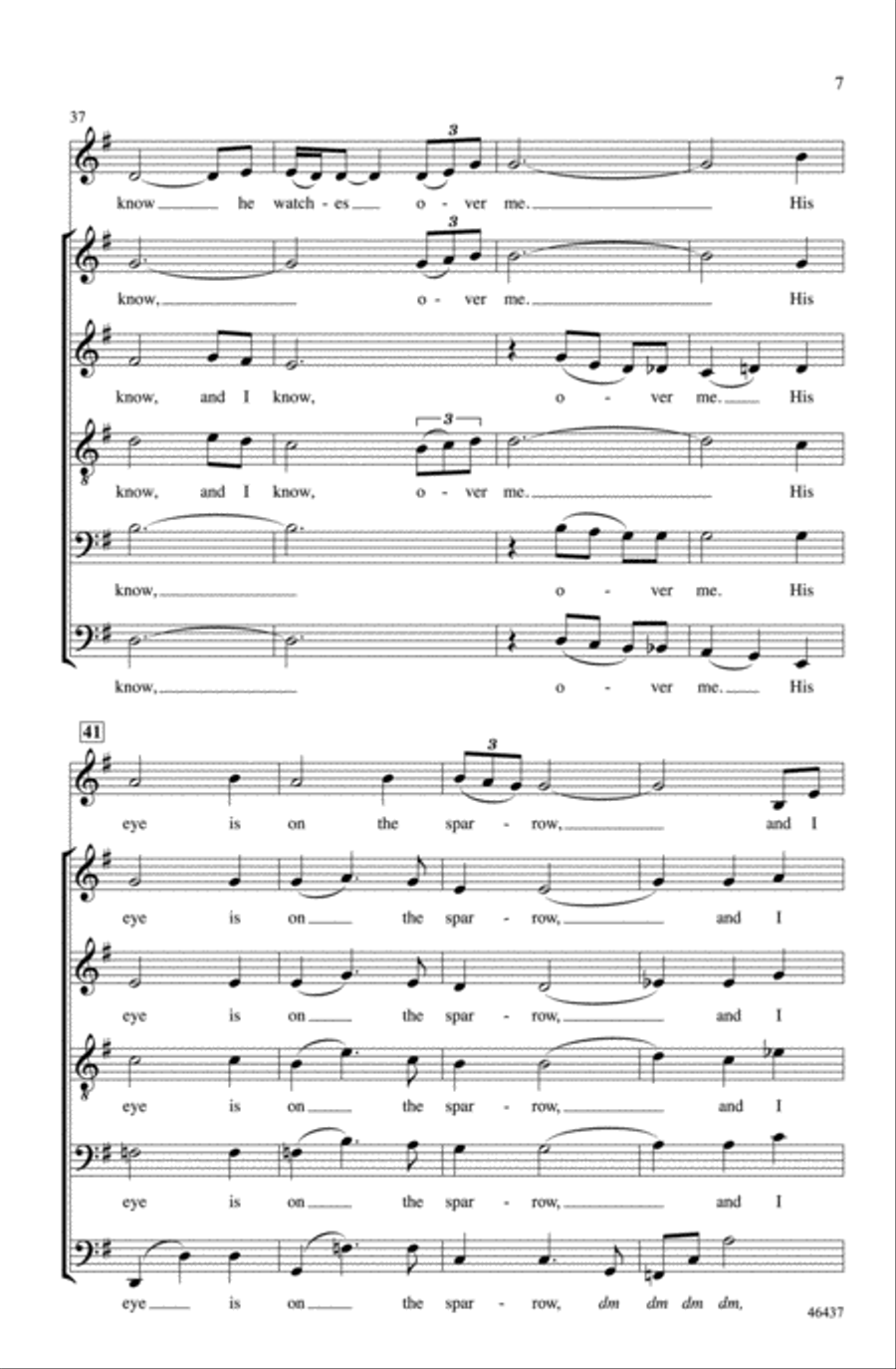His Eye Is On the Sparrow Choir scores gallery preview page 6