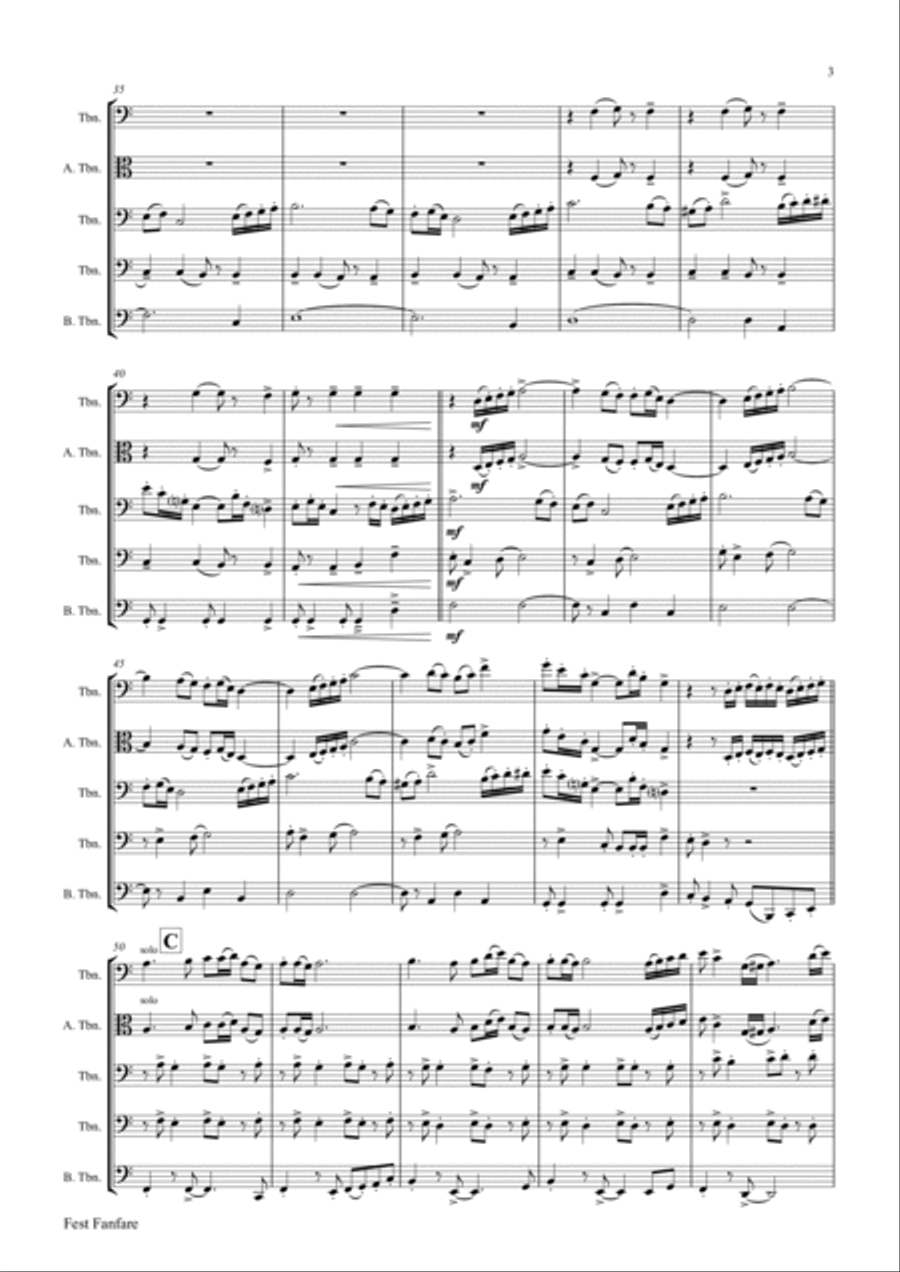Fest Fanfare - Classical Festive Fanfare - Opener - Trombone Quartet Trombone Quartet scores gallery preview page 6