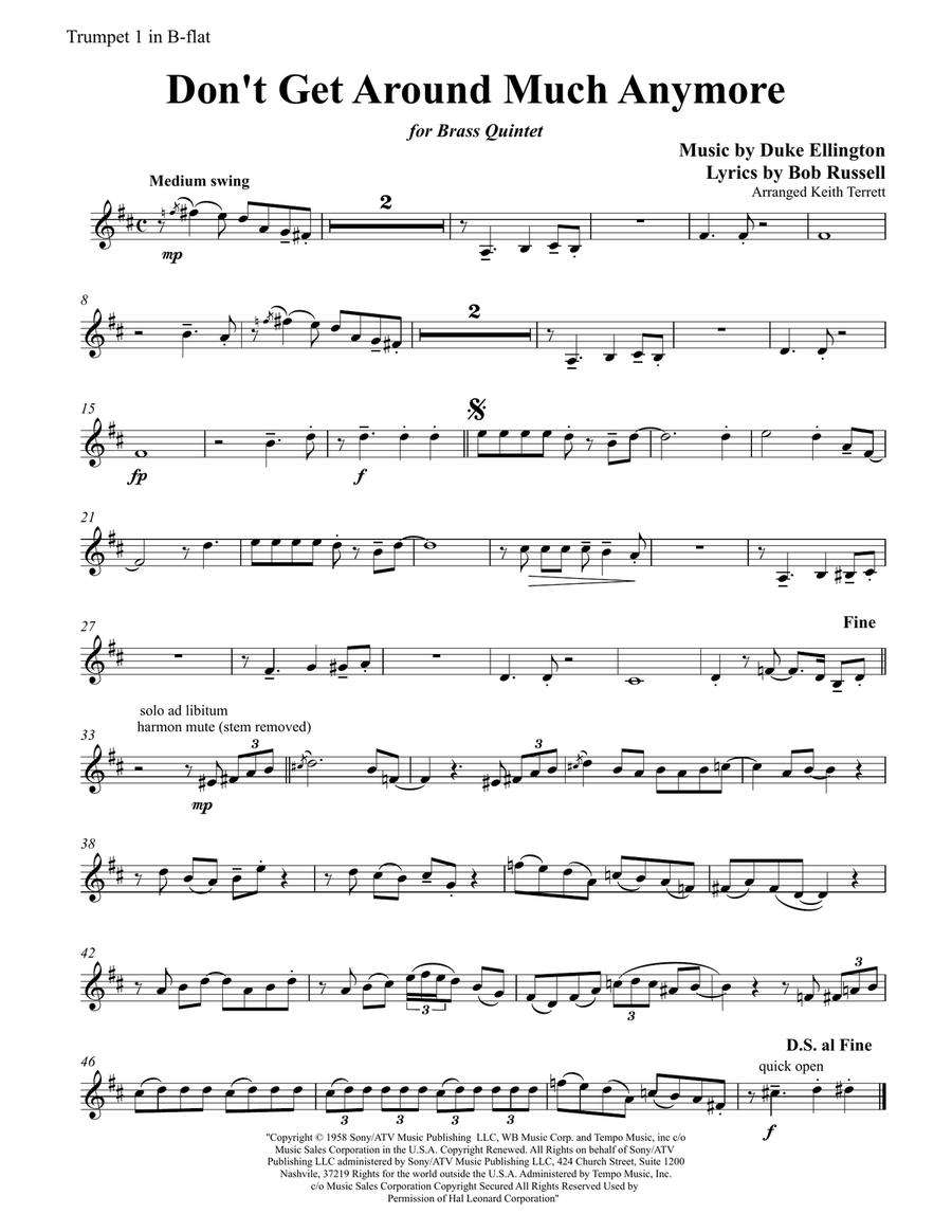 Don't Get Around Much Anymore Brass Ensemble scores gallery preview page 4