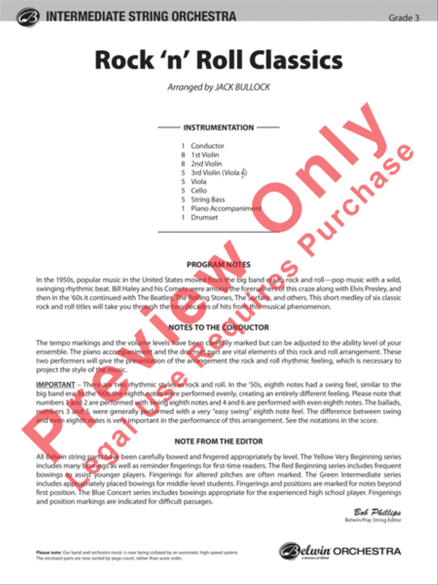 Rock 'n' Roll Classics (score only) String Orchestra scores gallery preview page 2