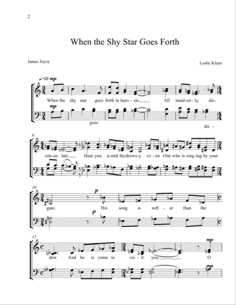 When the Shy Star Goes Forth for SATB a cappella