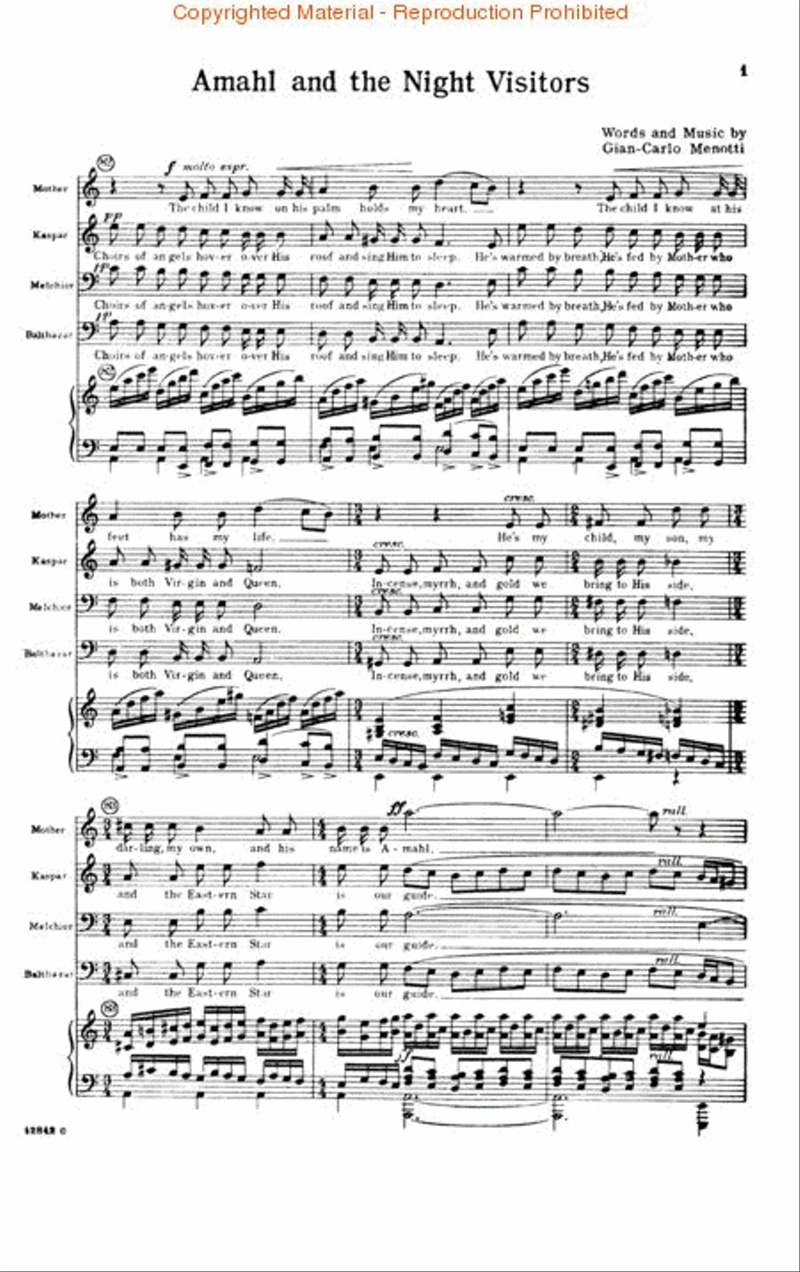 Amahl and the Night Visitors 4-Part scores gallery preview page 2