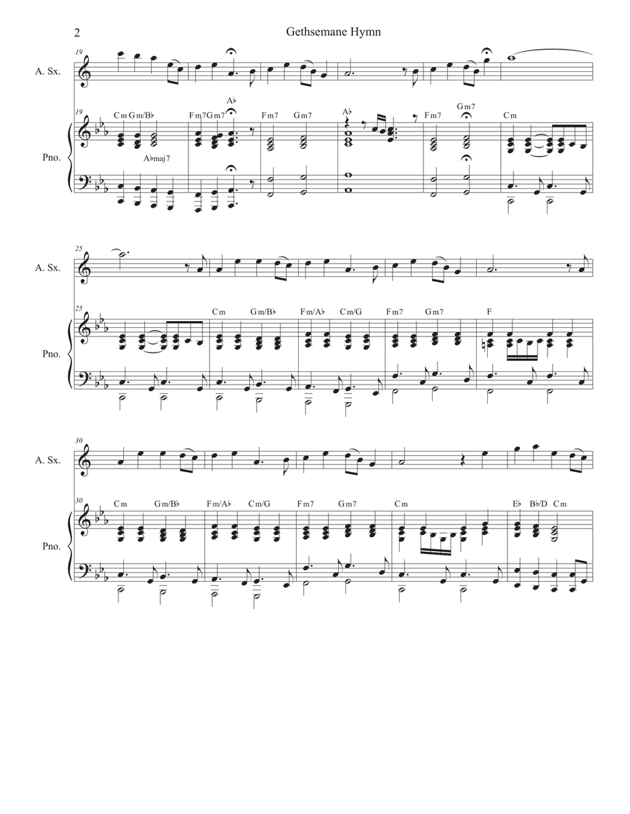 Gethsemane Hymn Alto Saxophone scores gallery preview page 2