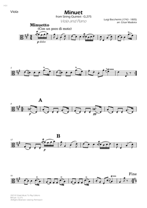 Minuet Op.11 No.5 - Viola and Piano (Individual Parts)