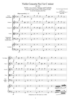 Book cover for Vivaldi - Violin Concerto No.5 in C minor RV 202 Op.11 for Violin, Strings and Cembalo