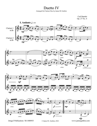 Stamitz: Duet Op. 27 No. 4 for Clarinet Duo