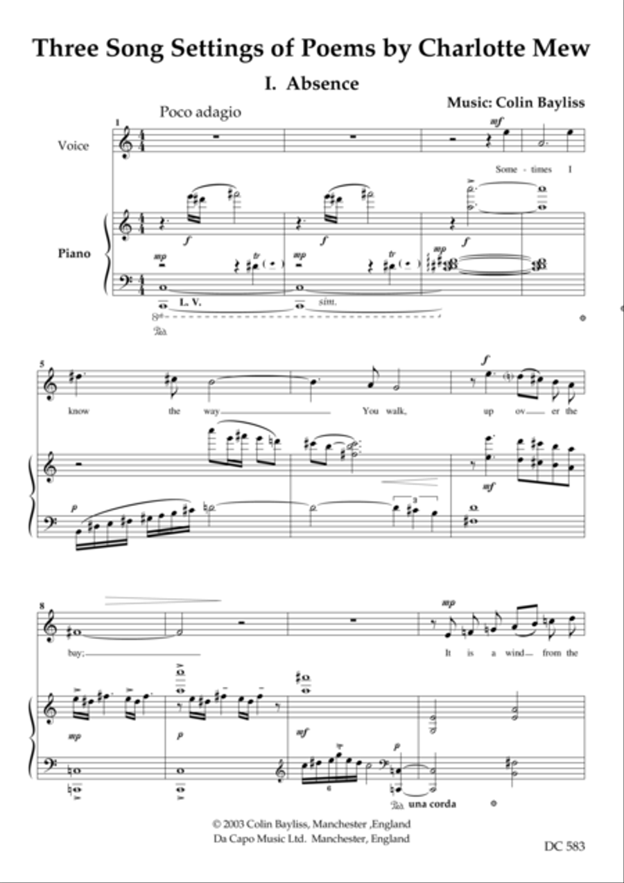 Three Song Settings of Poems by Charlotte Mew Small Ensemble scores gallery preview page 1