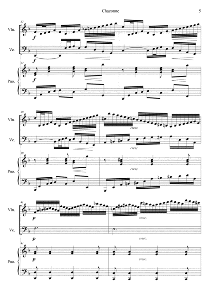 Chaconne from Partita in D Minor BWV 1004 Piano Trio scores gallery preview page 5