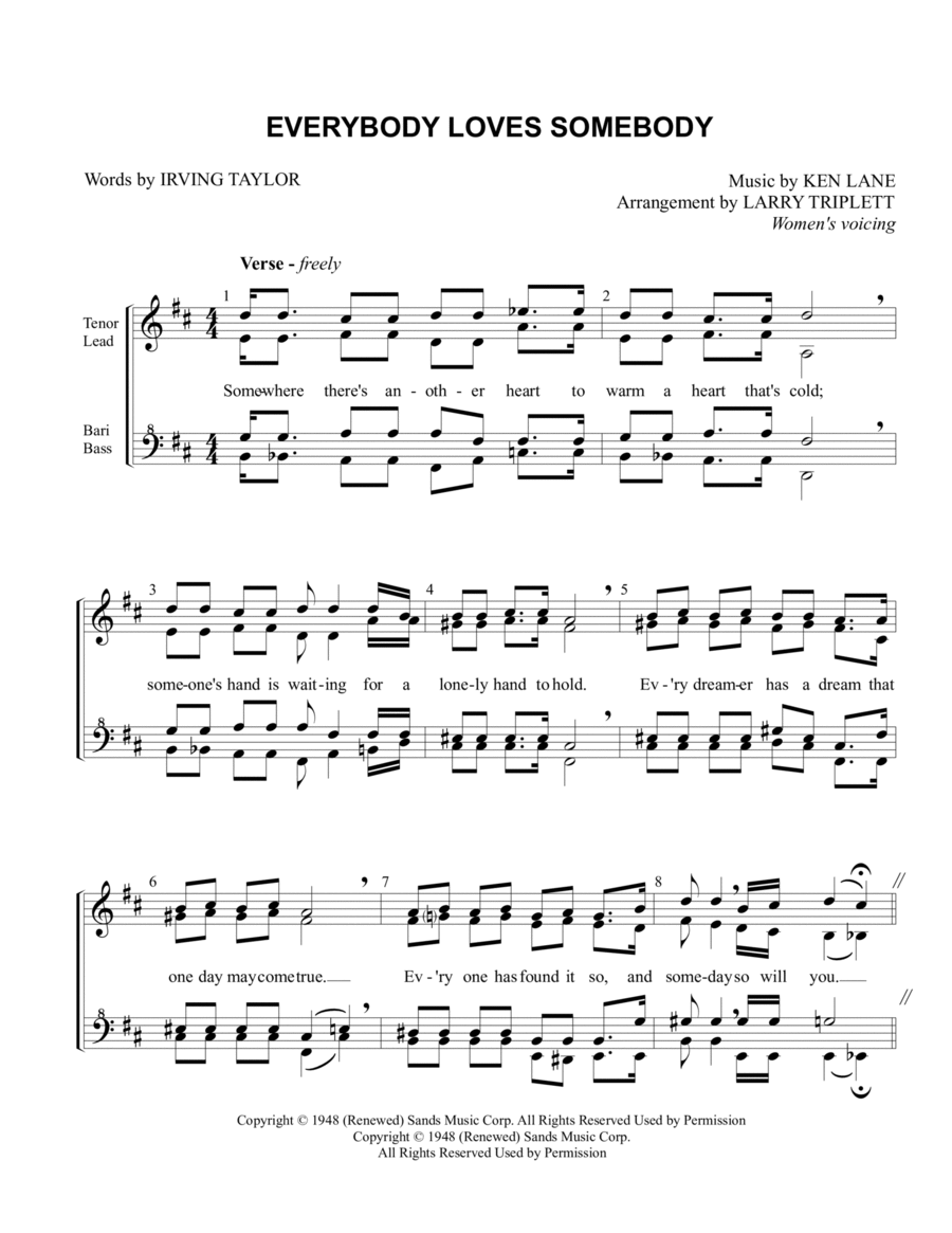 Everybody Loves Somebody Everybody Loves Somebody SSAA scores gallery preview page 1