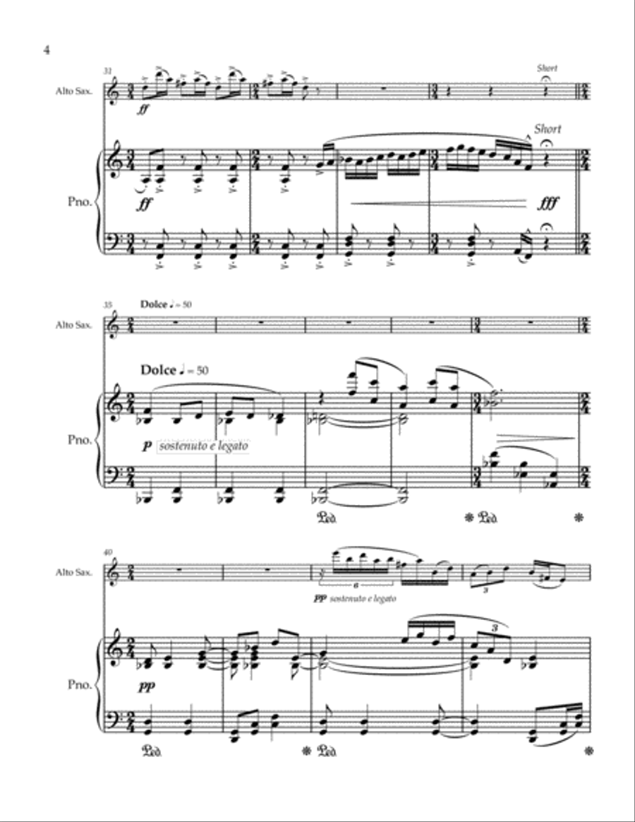 Sonata for Alto Saxophone and Piano, Op. 4 Woodwind Duet scores gallery preview page 4
