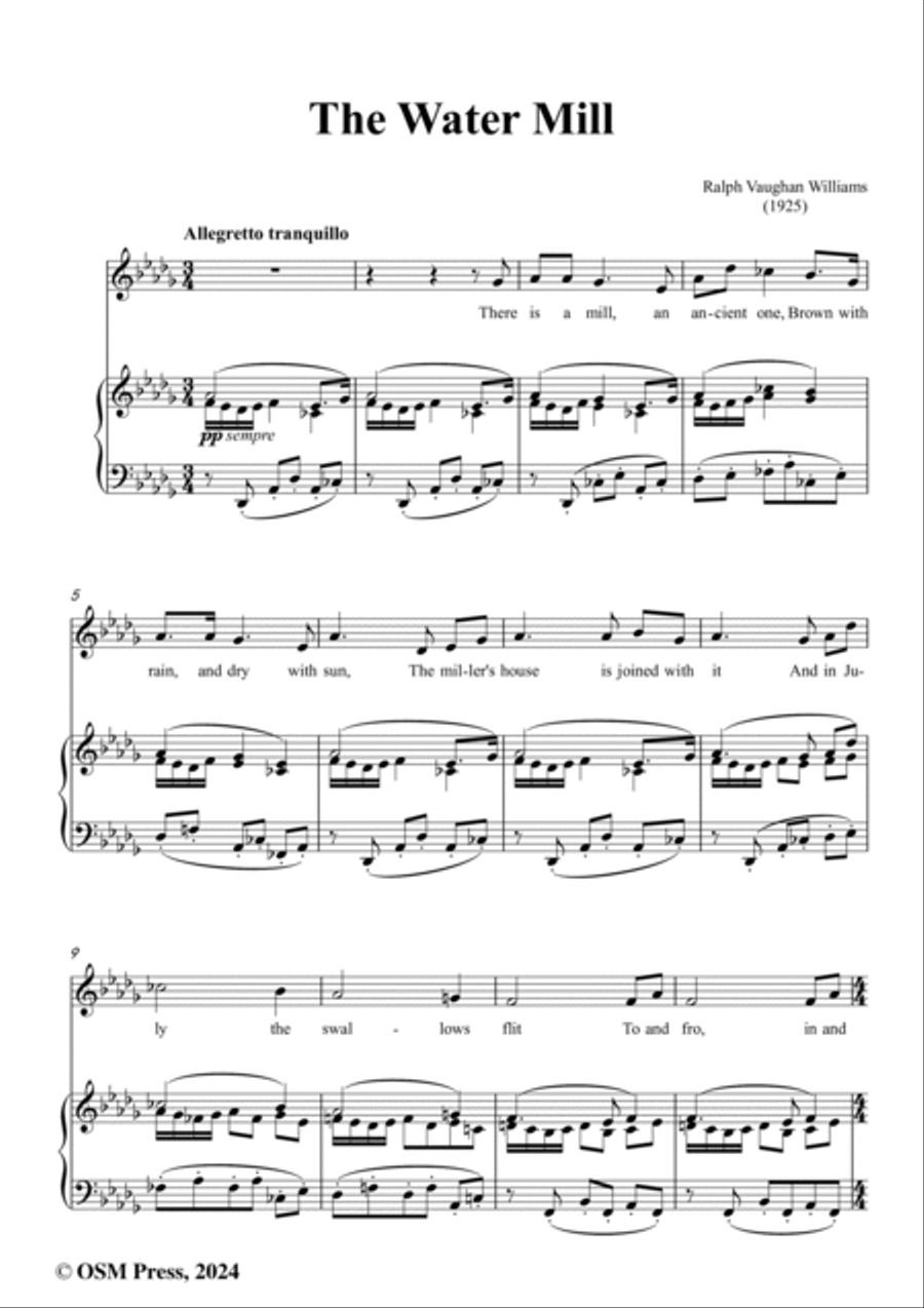 Vaughan Williams-The Water Mill(1925),in D flat Major Voice scores gallery preview page 2