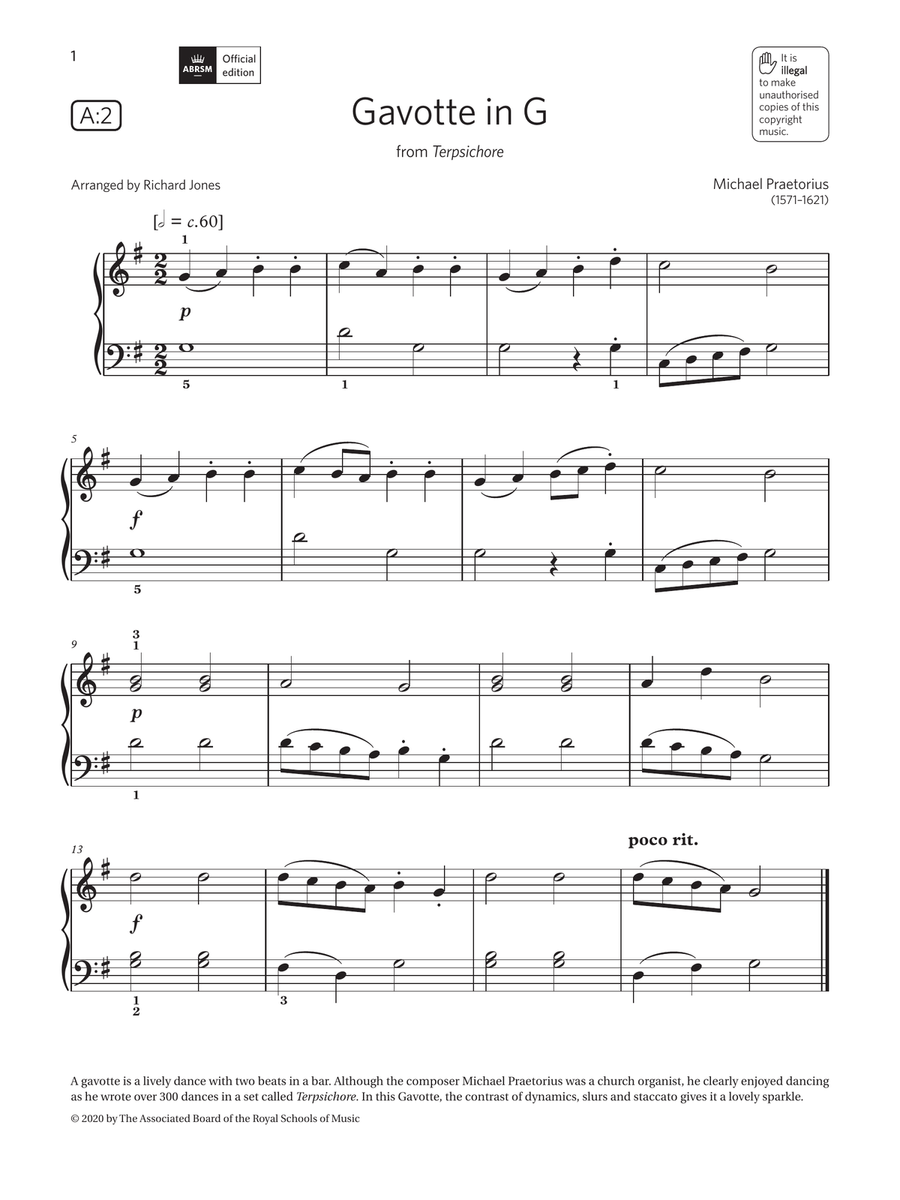 Gavotte in G (Grade Initial, list A2, from the ABRSM Piano Syllabus 2021 & 2022) Piano Method scores gallery preview page 1