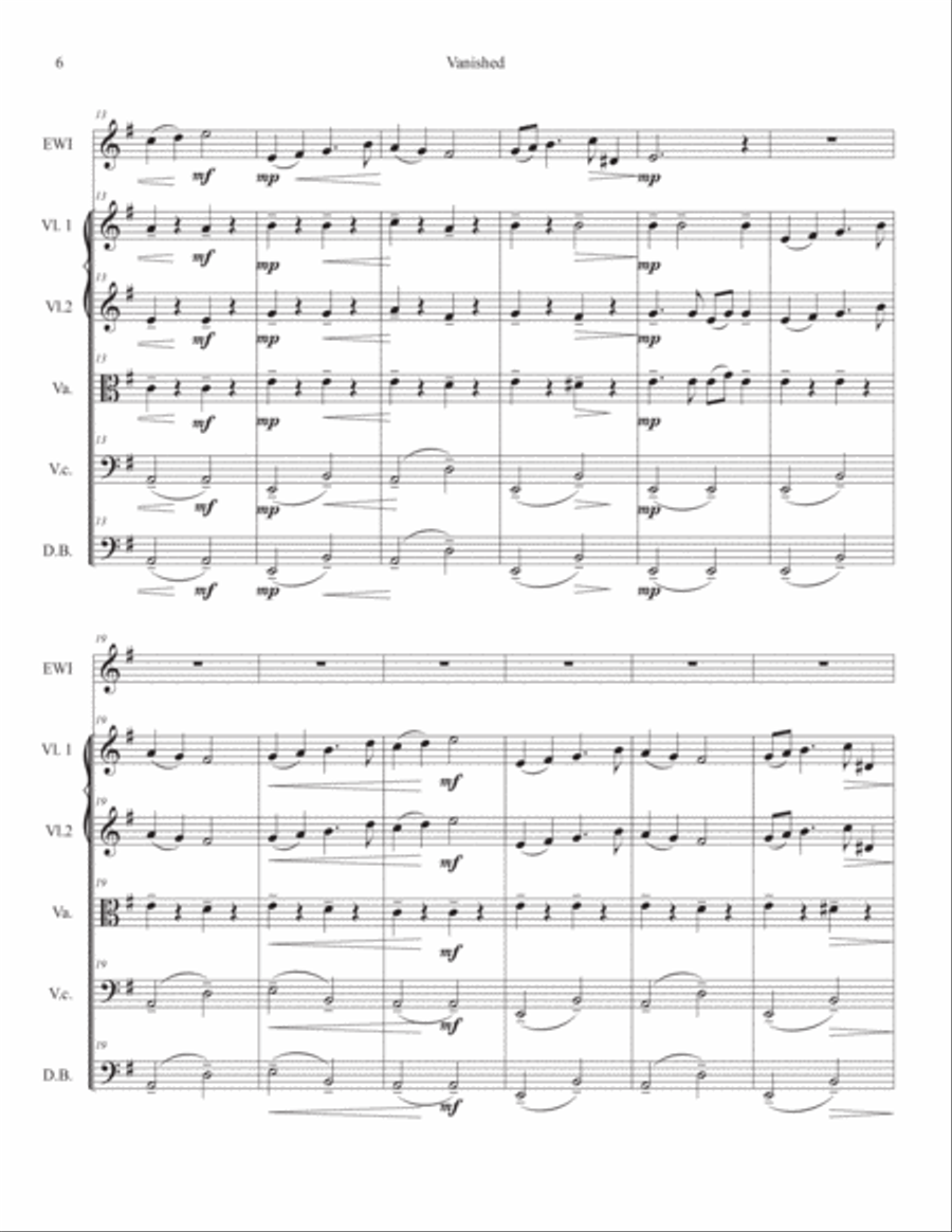 Vanished for EWI and String Orchestra: Alfred Surenyan String Orchestra scores gallery preview page 6